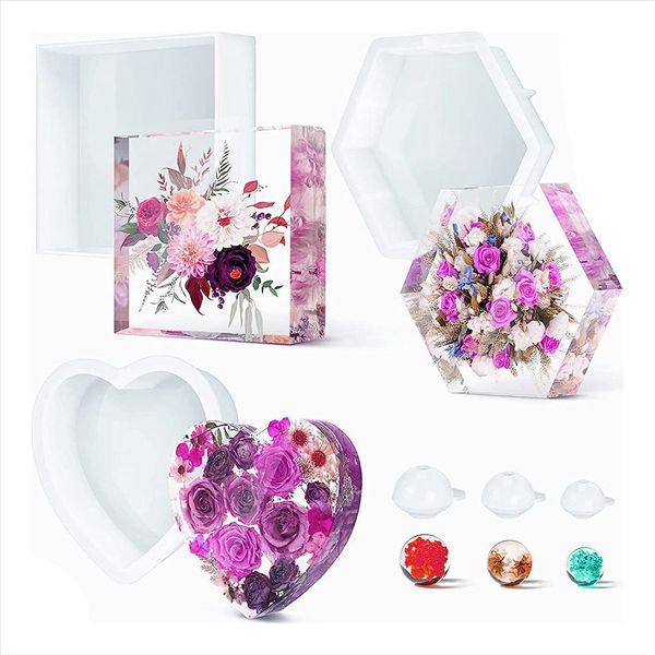 Upgrade Epoxy Silicone Molds, Resin Molds Kit for Flowers Preservation