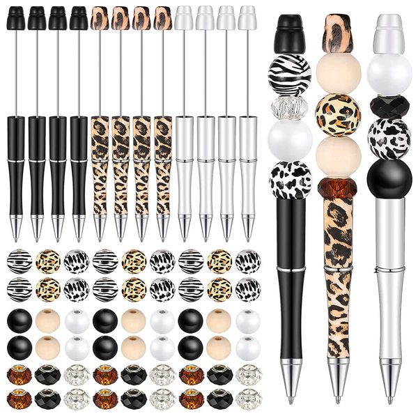 12 Pieces Beadable Pens with 54 Pieces Multi-color Pen Beads For DIY Making
