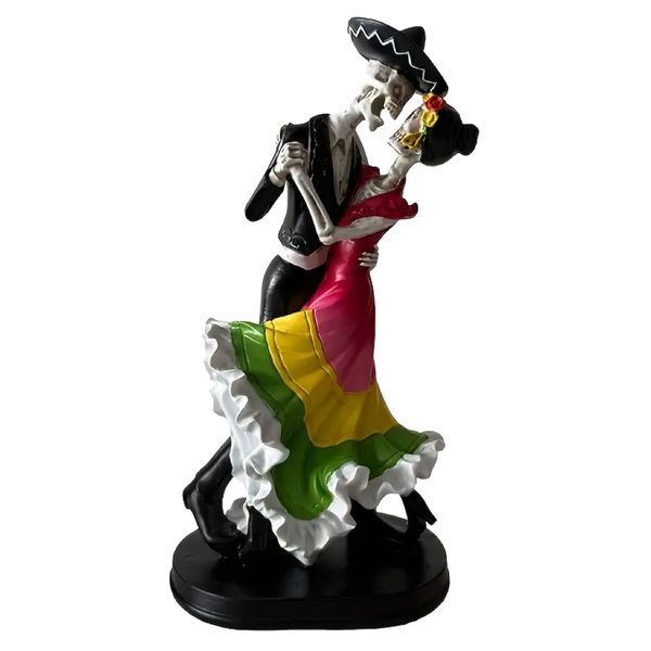 Decor Resin Dancing Skeleton Couple Figurine - 26.6cm