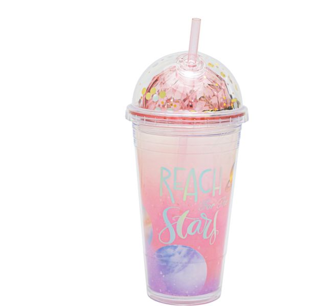 Double Wall Acrylic Travel Cup Reach For The Stars - Pink