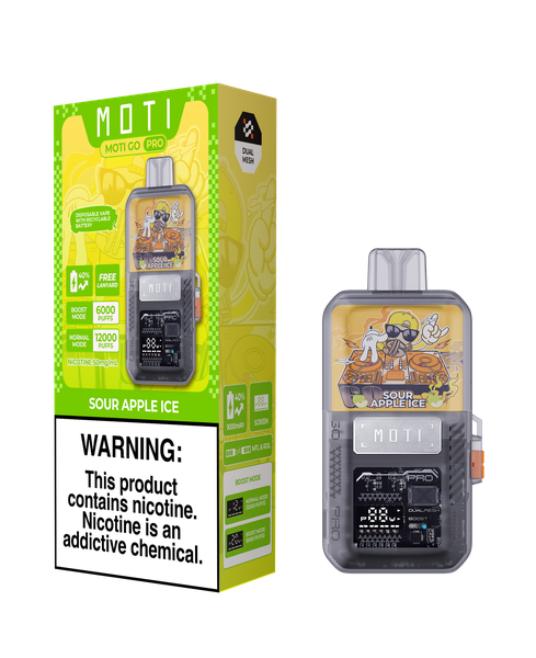 Moti GO Pro Rechargeable Vape Kit (12000 Puffs) SourAppleIce POD + Battery