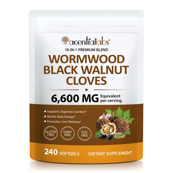 Acentiallabs Wormwood Black Walnut Cloves 18-in-1 Premium Blend