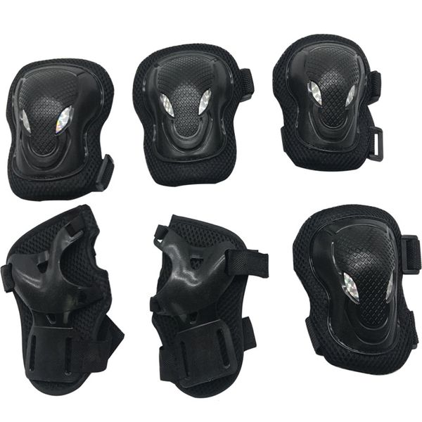 Adjustable Sports Protective Gear Guards for Kids - Pack of 6 - Black