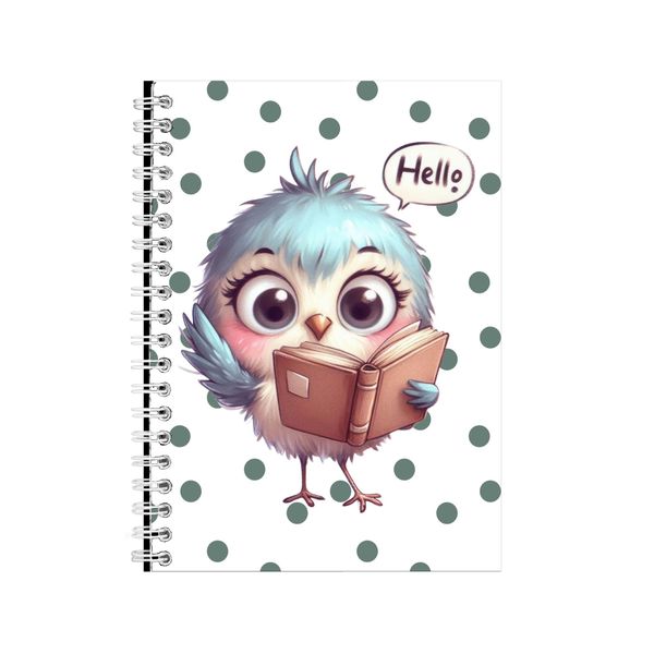 Hello A5 Notebook Spiral and Lined with Trendy Bird Graphic Notepad Gift221