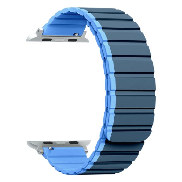 Magnetic Dark Blue Soft Silicone Apple Watch Band In 44/45/46 &amp; 49mm