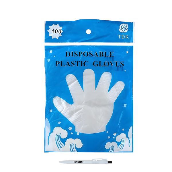 5 Pack 100 Pieces Each Multipurpose Plastic Disposable Gloves + ReVibe Pen