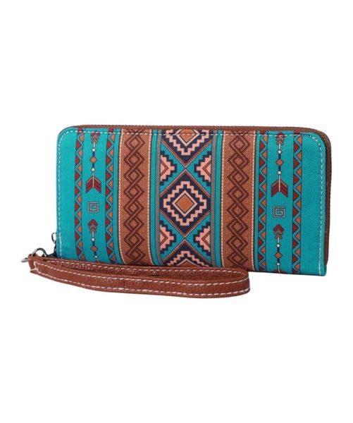 RFID Blocking Boho Tribal Print Ladies Wristlet Purse