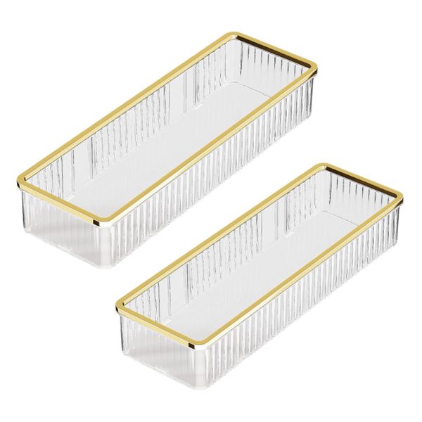Wall Mount Acrylic Gold Trim Bathroom Shower Rack Vanity Storage Rack
