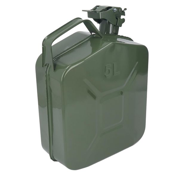 Automotive Portable Lightweight Green Metal Fuel Storage Can (5L) - 31cm