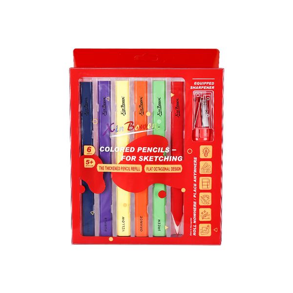 Children's 6-Color Flat Colored Pencil Set