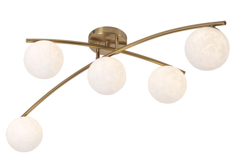 Bright Star Lighting 5-Light Ceiling Fixture in Satin Brass with Opal Shade