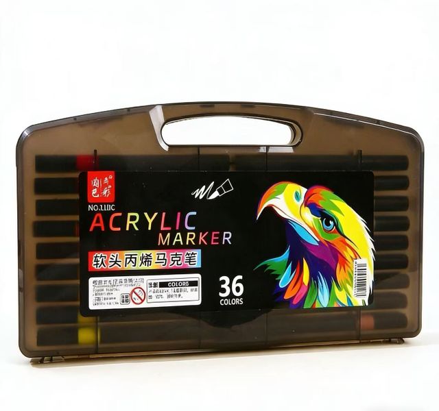 Soft Tip Acrylic Marker Pens Set - 36 Colors Waterproof Paint
