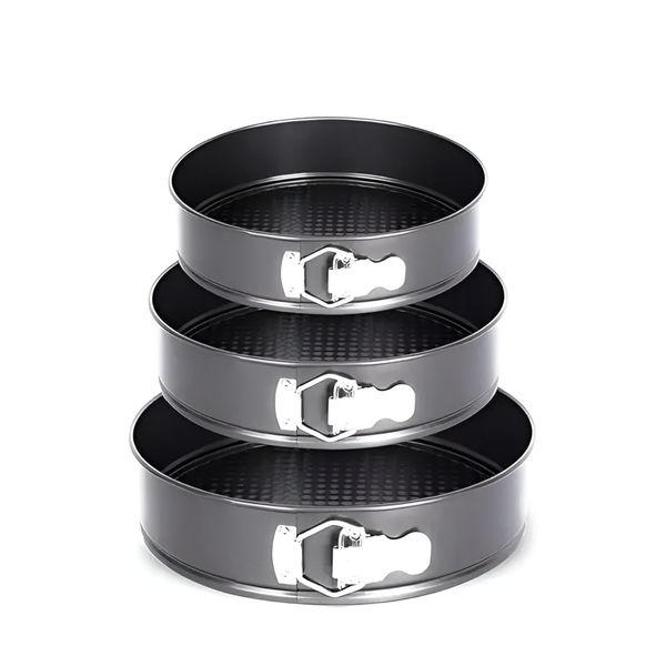 Round Cake Moulds - 3 Piece Set, Non-Stick Design