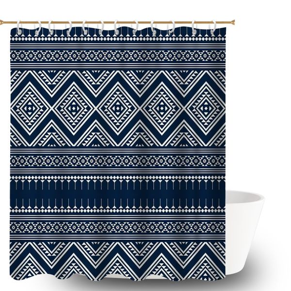 Bathroom Shower Curtain, 180x180cm Fair Isle Pattern Bath Curtain