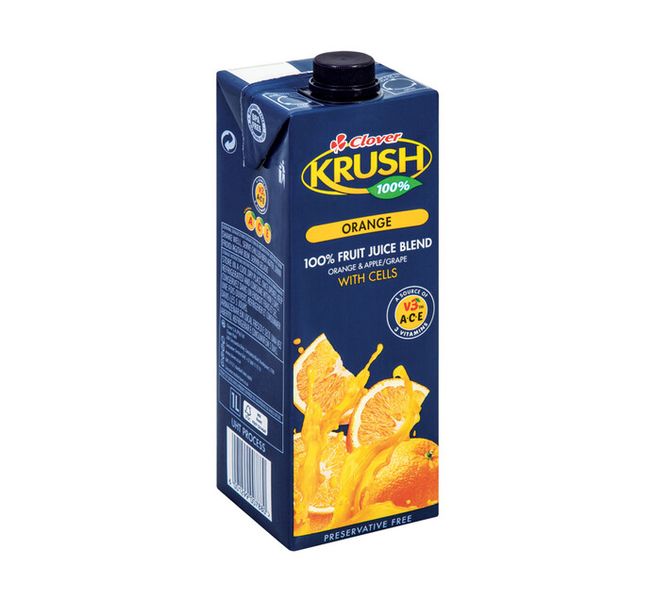 Krush 100% Fruit Juice UHT Orange 6x1L