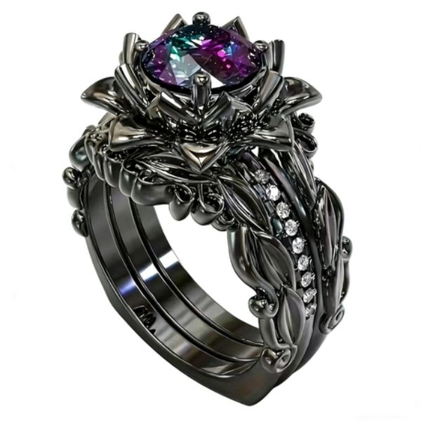 ZELTRYN 3-In-1 Women's Ring Set - Rose Zircon Inlaid