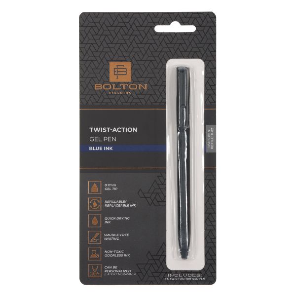 Bolton Black Twist-Action Gel Pen with Blue Ink
