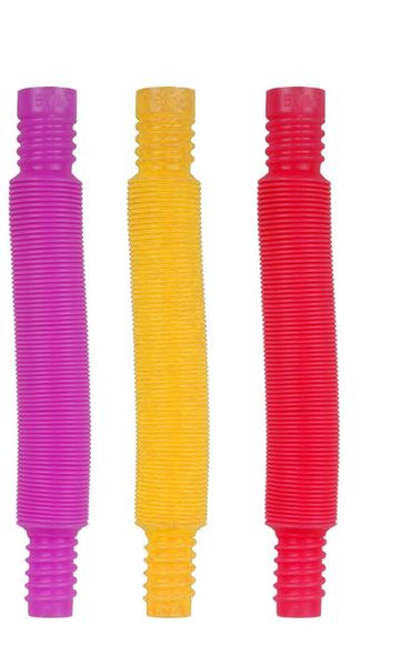 Pop Tubes - Fidget Toy - Pack of 3 Red, Purple &amp; Yellow