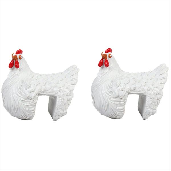 Funny Chicken Statue Farm Art Backyard Garden Decoration Orange