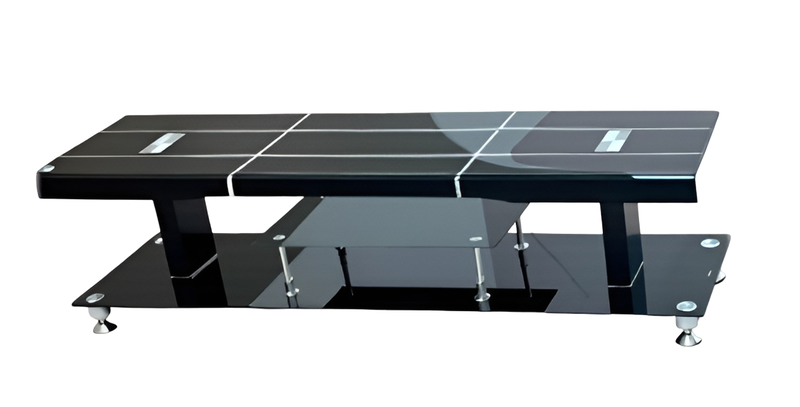 Modern Tempered Glass TV Stand - Black | 140 × 40 cm