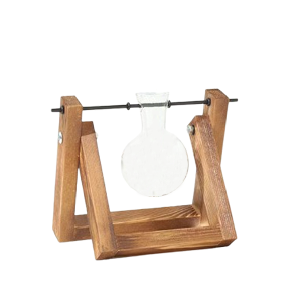 Wooden Hydroponic Plant Vase Holder Table Decoration with a Bottle