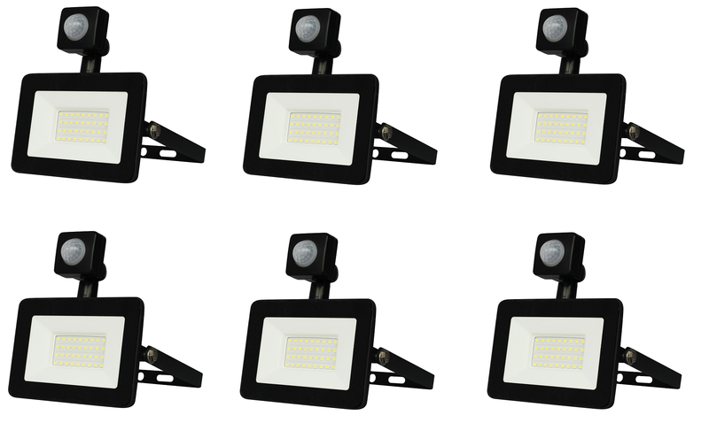 JB Luxx High-Quality 30W LED Flood Light with Motion Sensor - Set of 6