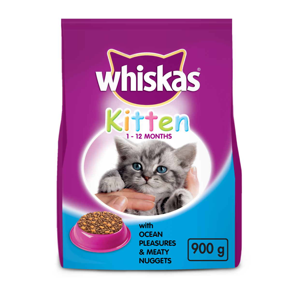 Whiskas Dry Cat Food for Kittens with Ocean Pleasure Flavour 0.9Kg