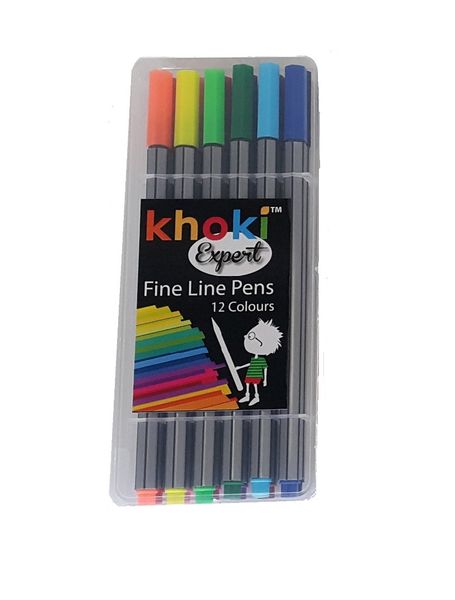 Khoki - Art &amp; Craft Supplies - Fine Line Pens - Expert - 12 Piece