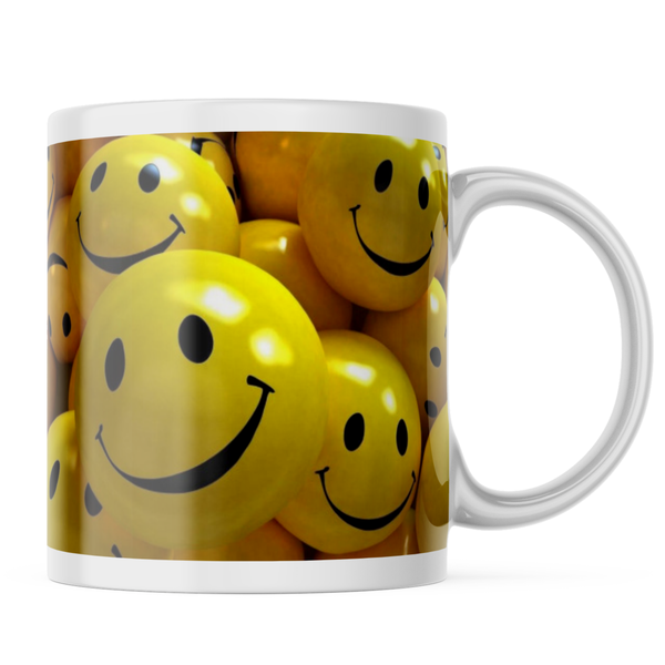 Ceramic 3D Smiley Mug - White - 11 OZ