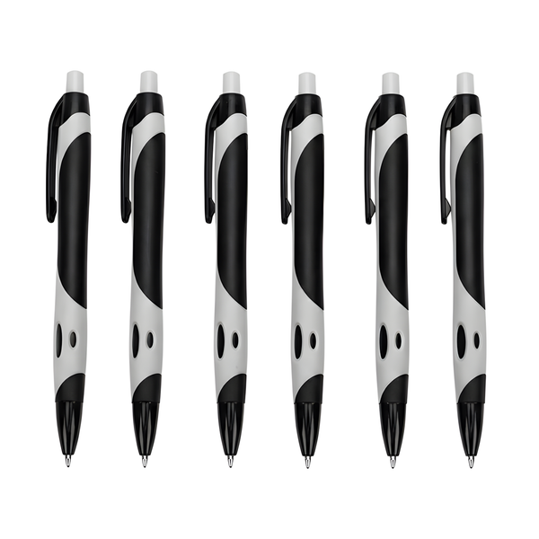 2Pack (3Pcs) Smooth Black Ballpoint Pens 0.7mm Comfort Grip