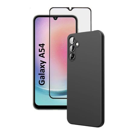 Silicone Phone Case & Screen Protector Combo For Samsung Galaxy A54 -Black Image