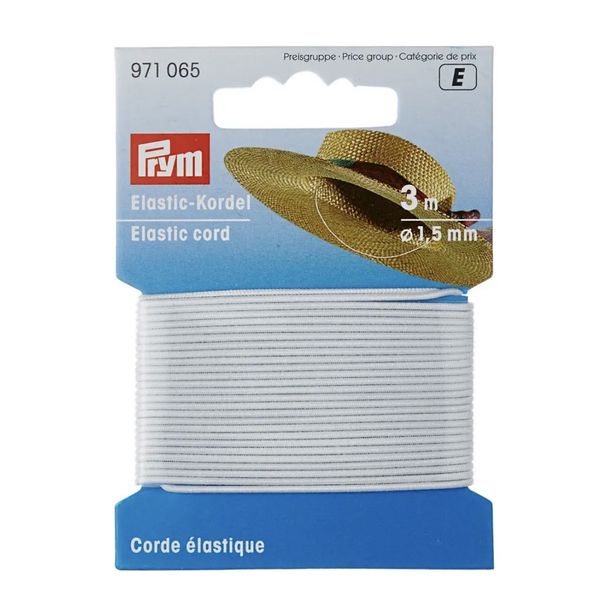 Prym Elastic cord 1.5mm x 3m white or black