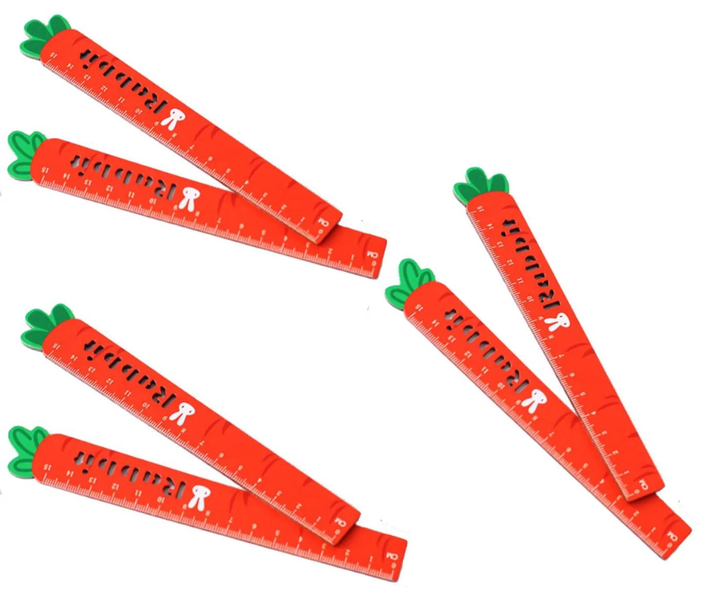15cm Ruler Orange Carrot Shaped School Kids Stationary - 6 Pack