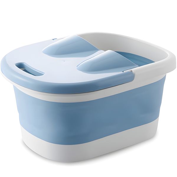 Foot Spa Massager Foldable Foot Bath Bucket with Lid and Rollers Massage