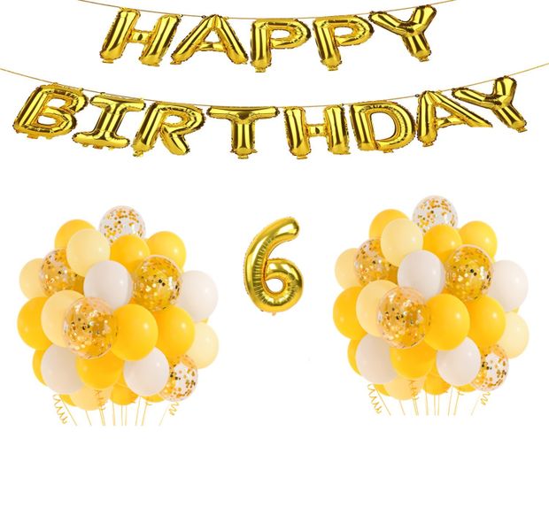 Yellow and Gold Balloon Set 6 years