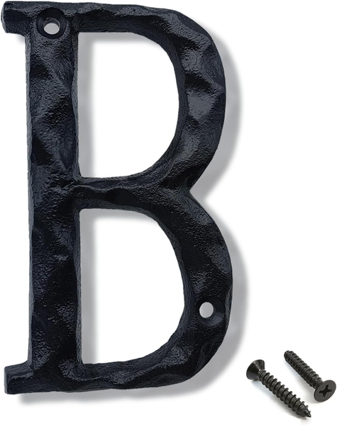Rustic Cast Iron House Letters A-Z Home Address Hammered Look