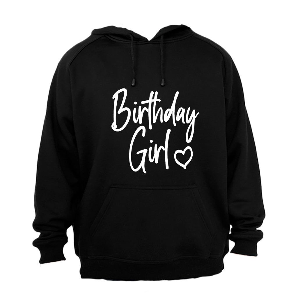 Birthday Girl Shirt for Women and Girls - Black Text & Heart