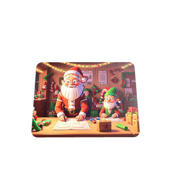 Santa &amp; Elves Christmas Mouse Pad - Festive Office &amp; Gaming Desk Mat