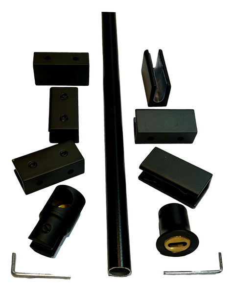 Shower Glass Stabilizer Set-6cm Non-Drilling Clamps, 1,5m Tube, Brackets