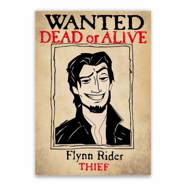Flynn Rider Wanted Dead Or Alive Poster - A1