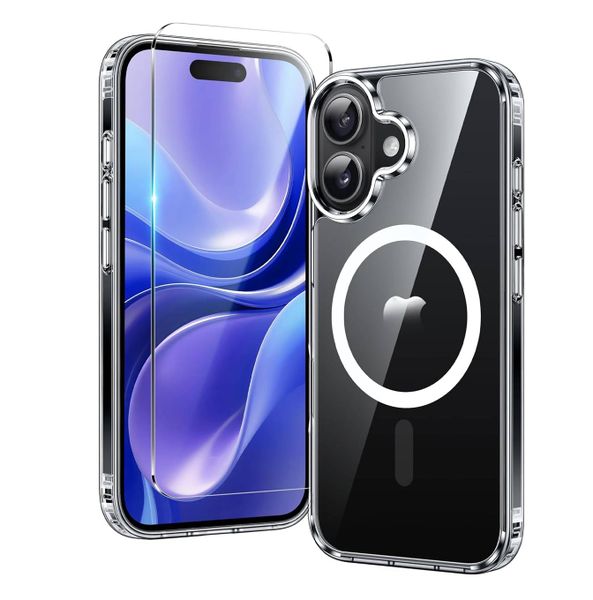 Crystal Clear Case with Screen Protector Combo Compatible With iPhone 16