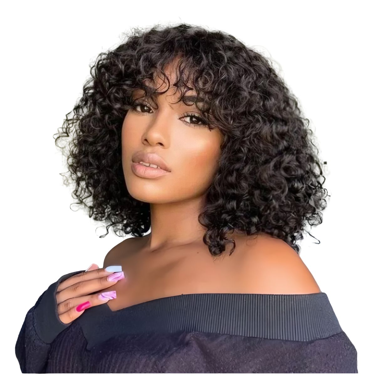 Marigold 10-inch Water Wave Fringe Wig Human Hair