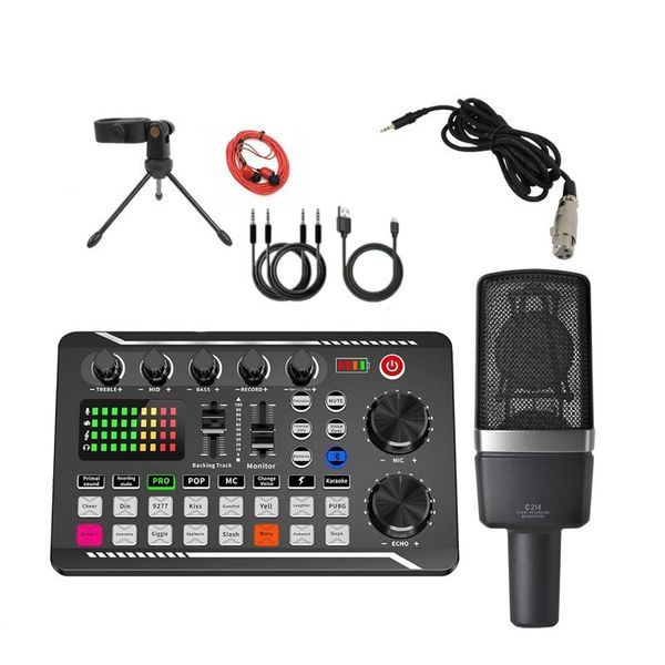 Professional Audio Recording Sound Card Tripod &amp; Microphone Condenser Kit