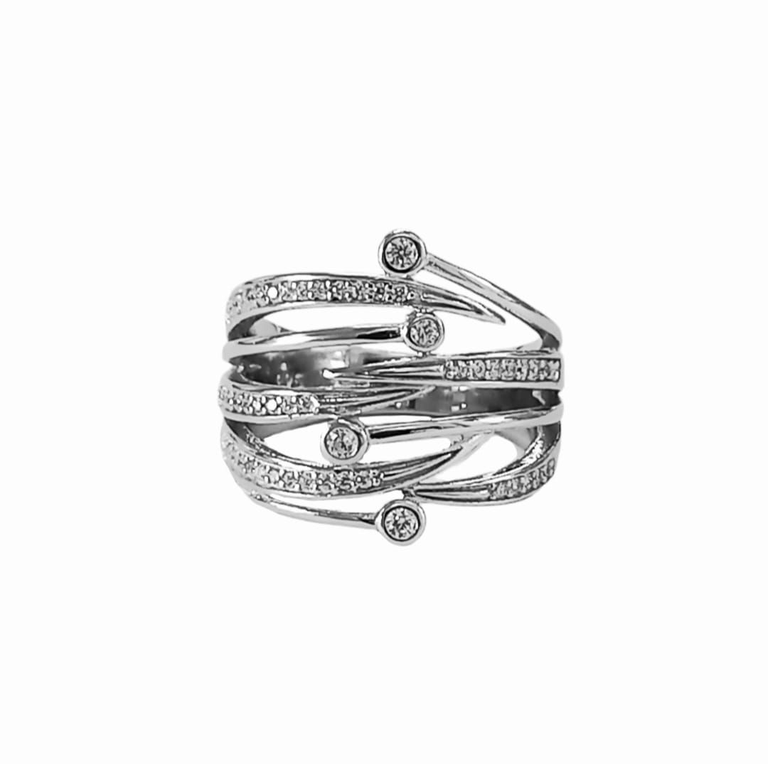 Ladies Silver MultiLayered C.Z Ring Shop Today. Get it Tomorrow