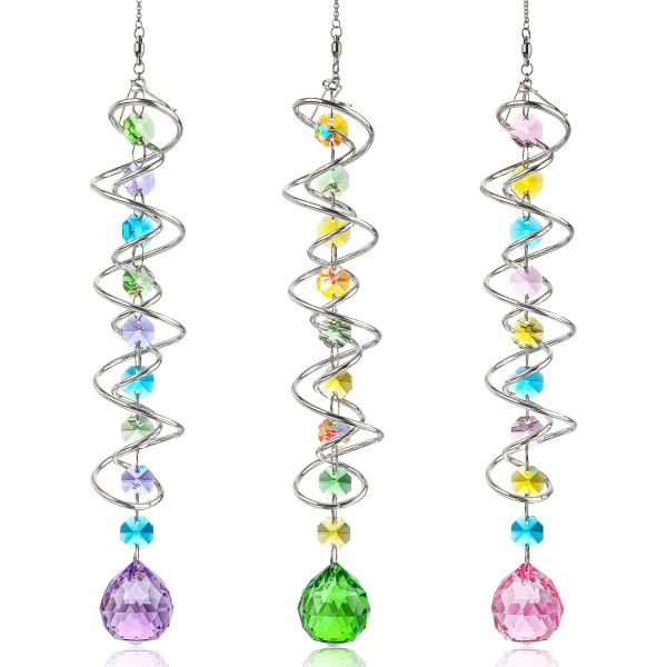 3 Piece Crystal Sun Catcher for Window Hanging Outdoor for Garden, Patio