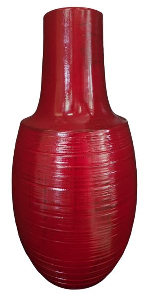 VASE DENALI GROOVED BASE RED - Décor Essentials
