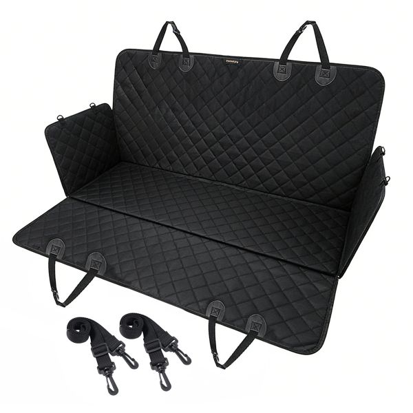 Pet Car Seat Cover Waterproof with 2 Belts Safe for Pets Colour Black