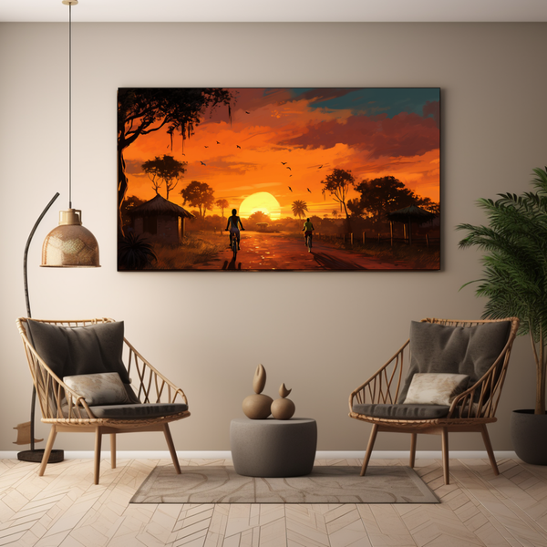Canvas Wall Art - Sunset Bicycle Ride - BK0231