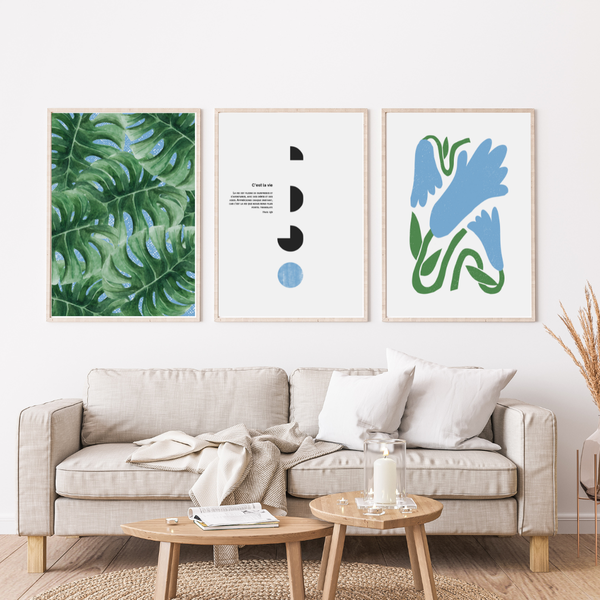 Abstract Green Monstera Plant Wall Art - A3 Unframed