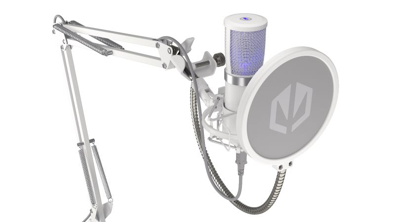 ENDORFY Solum Streaming Microphone Onyx White &amp; Streaming Boom Arm White